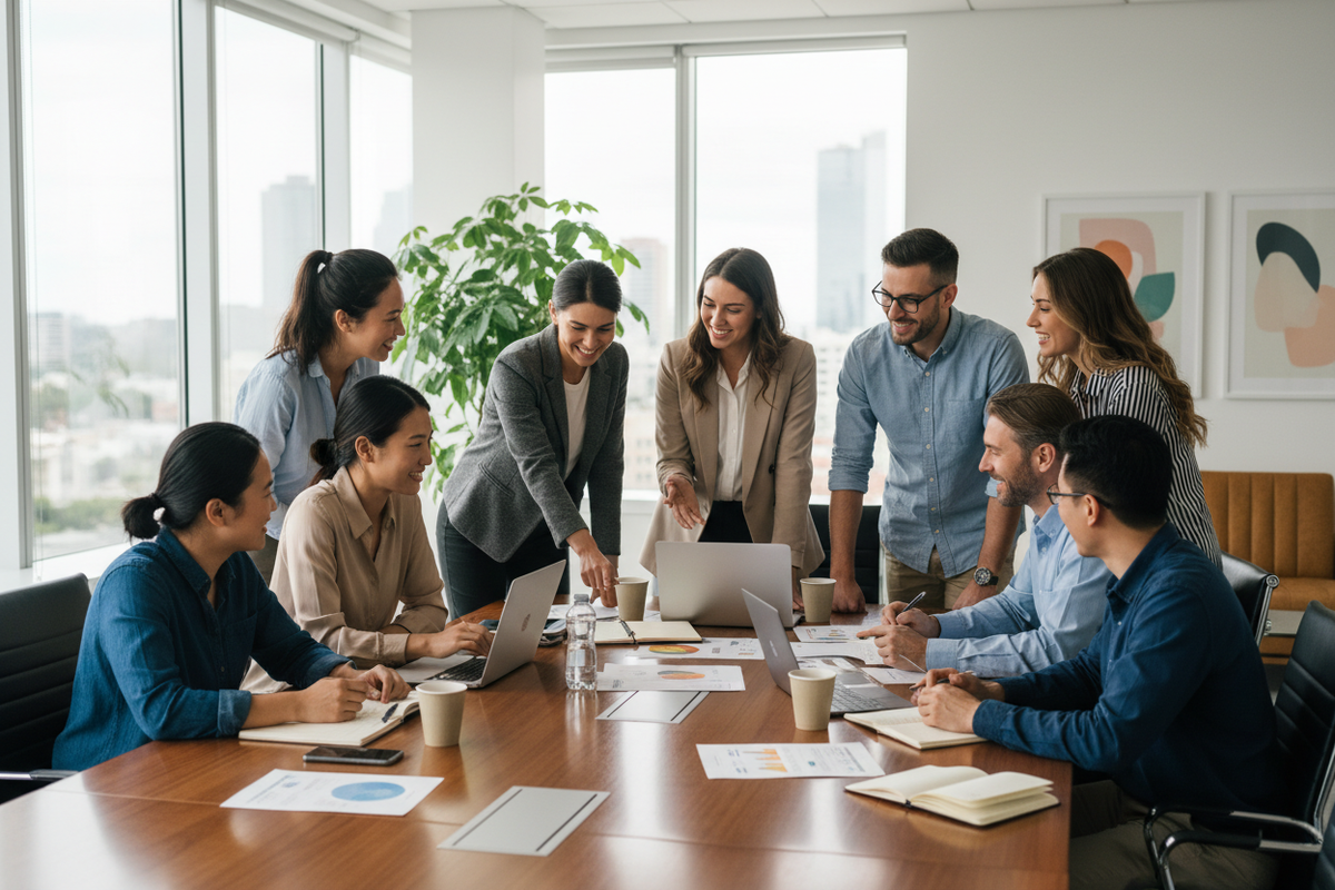 team picture during work 